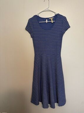 Matilda Jane Blue Mini Dress with grey Stripes